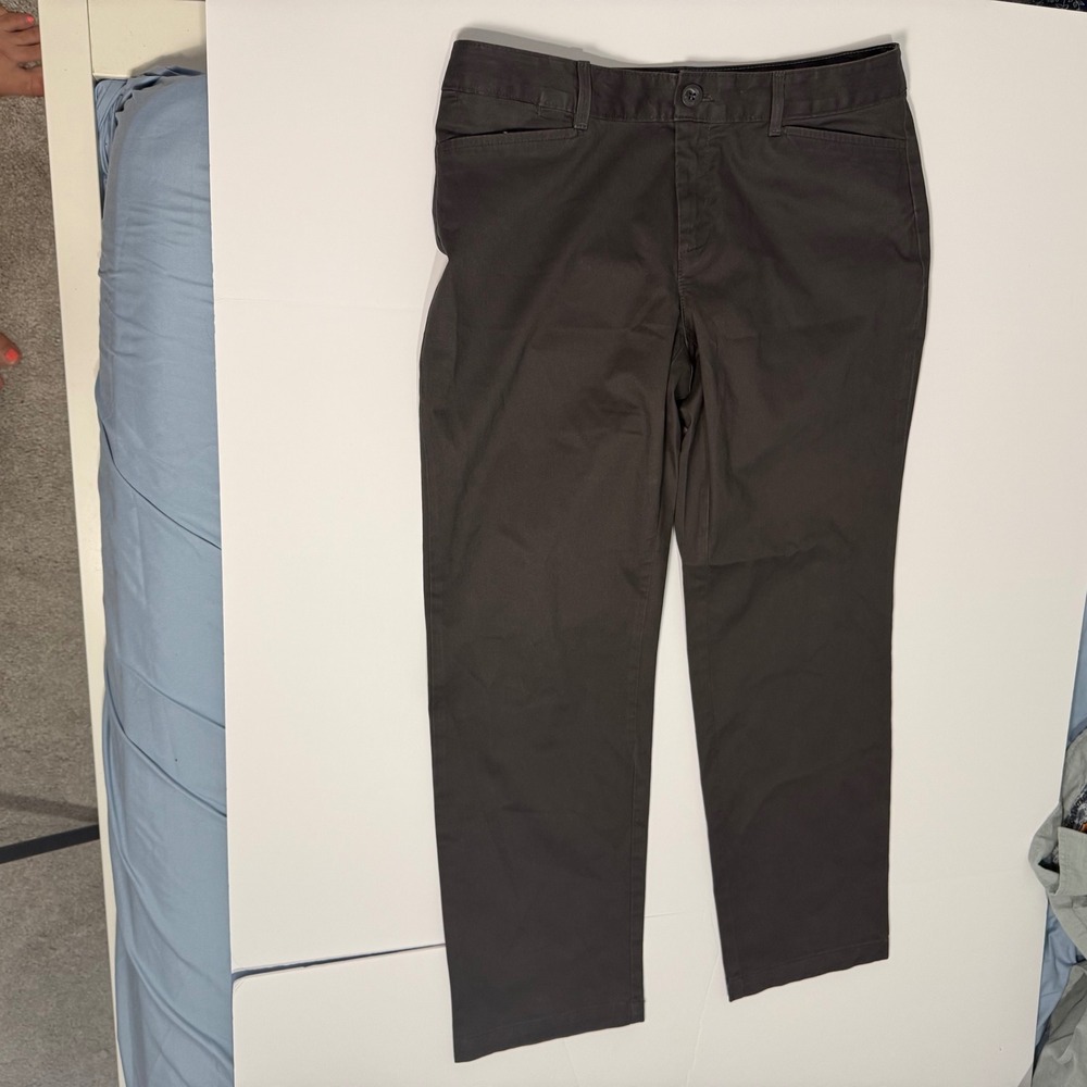 Eddie Bauer Legendwash Stretch Curvy Straight Leg Pants Charcoal Gray 10P